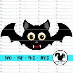 flying bat, spooky classic halloween, horror movie, kid treat or treat bag svg clipart, print & cut file, stencil, silho