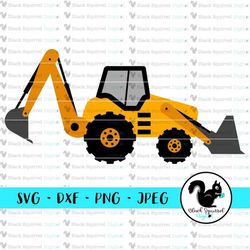 Backhoe SVG, Tractor, Digging, Under Construction Vehicle Party, Baby Shower Clipart, Print and Cut File, Stencil, Silho