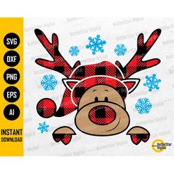Reindeer SVG | Cute Funny Christmas SVG | Winter | Buffalo Plaid | Cricut Silhouette Cutting Printable Clipart Vector Di
