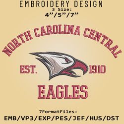 North Carolina Central Eagles embroidery design, NCAA Logo Embroidery Files, NCAA Eagles, Machine Embroidery Pattern