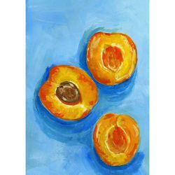 Peaches Fruit Original Art Print Juicy Peach Food Interior Painting