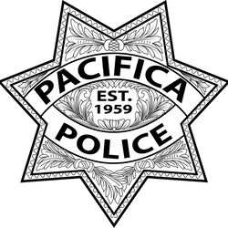 pacifica police badge vector file black white vector outline or line art file