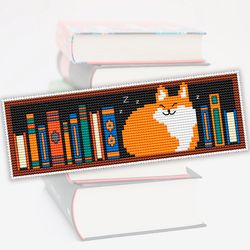 Cross stitch bookmark pattern Orange Cat, Digital embroidery pattern, Books cross stitch, Gift for book lover