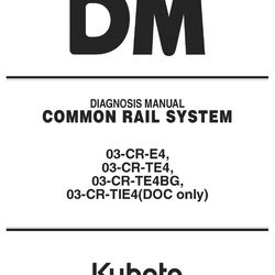Skid Loader Diagnosis Common Rail System Manual Kubota 03-Cr-E4,03-CR-TE4,03-CR-Te4BG,03-CR-Tie4