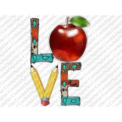 Teacher PNG, INSTANT DOWNLOAD, Love Teacher Png, Sublimation Design, Apple, Love, Pencil, Leopard, Gemstone Turquoise, S
