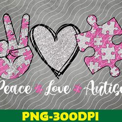 peace love autism autism awareness month puzzle heart love png digital download