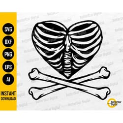 ribcage heart crossbones svg | cute gothic love t-shirt decal graphics | cricut cut files silhouette clip art vector dig