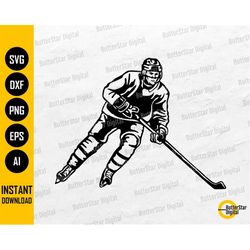 Ice Hockey Player SVG | Hockey Cutfiles | Ice Skating SVG | Cricut Silhouette Printable Clipart Vinyl Vector Digital Dow