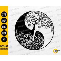 tree yin yang svg | ying yang svg | balance harmony nature | cricut silhouette cutting file printable clipart vector dig