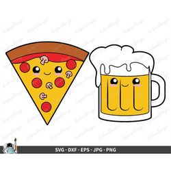 pizza and beer svg  clip art cut file silhouette dxf eps png jpg  instant digital download