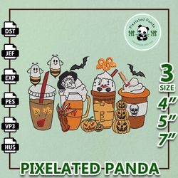 halloween movie drink embroidery design, movie cup embroidery machine design, scary movie coffee embroidery file, instan