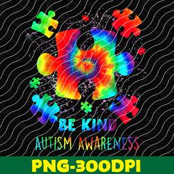 be kind puzzle pieces tie dye autism awareness month png digital download