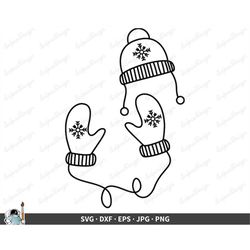 Mittens and Hat SVG  Snow Gear Christmas Clip Art Cut File Silhouette dxf eps png jpg  Instant Digital Download