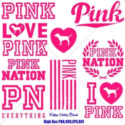 love of pink svg bundle, nation, a pink dog, svg, png, dxf, eps