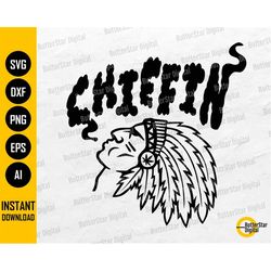 native american smoking weed svg | smoke cannabis svg | puff marijuana high chillin | cricut cut file clipart vector dig