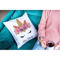 watercolor floral unicorn head svg clip art be strong cute unicorn svg cut files for cricut vector files png jpg digital