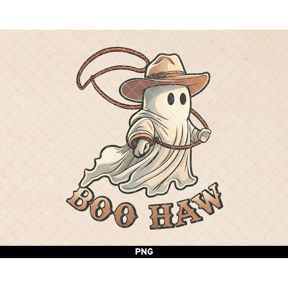 Boo Haw png, Western Ghost png, Cowboy Ghost png, Boohaw png, Western Halloween Design Sublimation png - 1.jpg