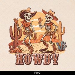 cowboy skeleton dancing png, howdy skeletons png, western halloween