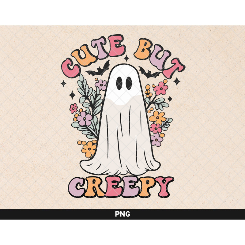 Cute But Creepy png Sublimation, Retro Pink Halloween png, Cute Ghost Halloween Design, purple, violet png thumbnail - 1.jpg