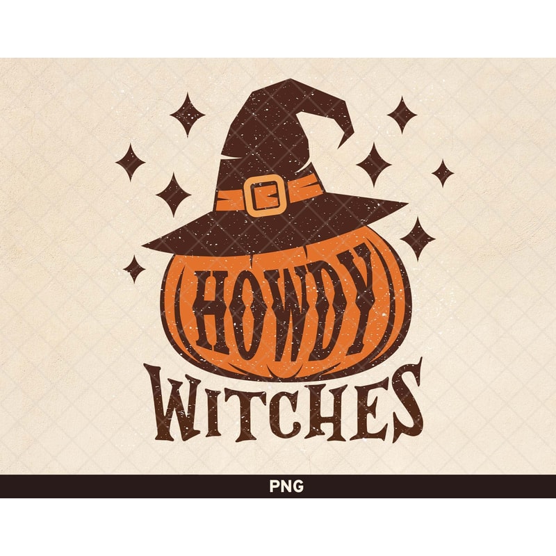 Howdy Witches png, Howdy Pumpkin png, Halloween Pumpkin Design, Retro Halloween Design, Western Halloween Sublimation, Western Fall png - 1.jpg