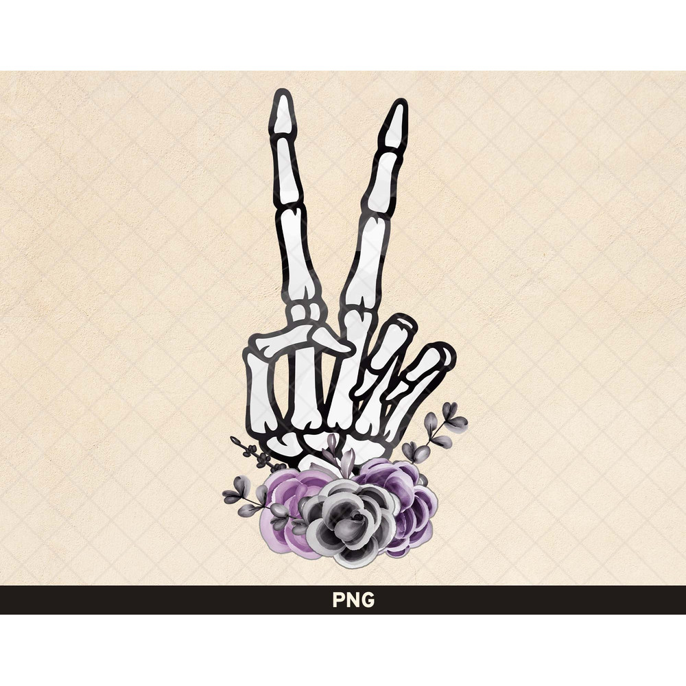 Skeleton Peace Sign png, Skeleton Hand Halloween png, Retro Halloween Design, Groovy Halloween Sublimation, Vintage Halloween png - 1.jpg