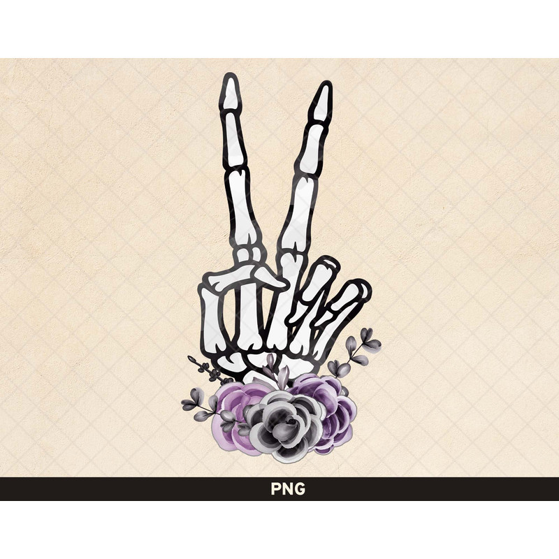 Skeleton Peace Sign png, Skeleton Hand Halloween png, Retro Halloween Design, Groovy Halloween Sublimation, Vintage Halloween png - 1.jpg