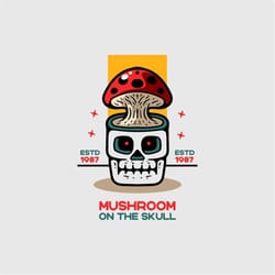 hand drawn skull with mushroom illustration svg minimalist logo concept skeleton clipart vector cut file for cricut digi