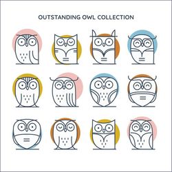 hand drawn owl svg bundle, owl art clipart bundle, owl mug svg, owl logo ornament png bundle, svg files for cricut, inst