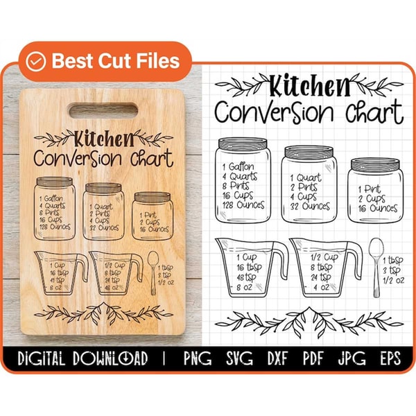 Cooking Conversion Svg Kitchen Conversion chart svg, Kitchen sign svg, kitchen wall | Inspire ...