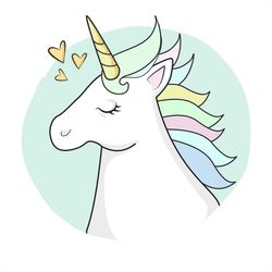hand drawn unicorn svg clipart cute illustration rainbow animal fantasy character vector cut file for cricut digital dow