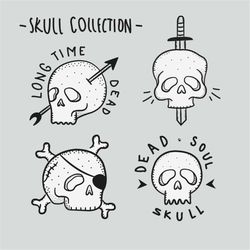 hand drawn skull svg bundle minimalist doodles pack clipart skeleton vector cut files for cricut dead silhouette set dig