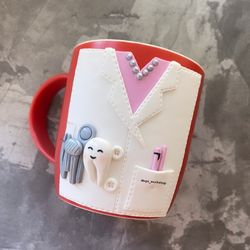 Personalized dentist mug, dental assistant coffee cup, medical student graduation gift, tooth decor handmade tea mug art