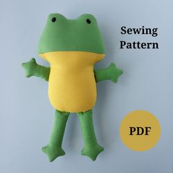 Stuffed Animal Frog PDF Sewing Pattern & Tutorial (in 2 sizes), Handmade Soft Toy Pattern