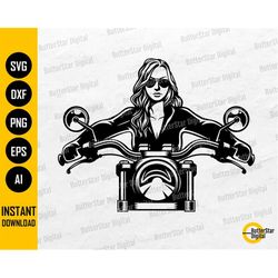 biker girl svg | woman riding motorcycle svg | motorbike svg | bike road ride rider | cutfile cuttable clipart vector di