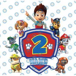personalized paw dog patrol birthday boy png, dog patrol png, custom named age birthday girl png download gift for kids