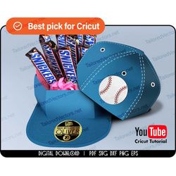 Baseball Cap Gift Box SVG PDF Template, valentine favor box for kids, ball cap svg, hat box svg, hat box, baseball cap b
