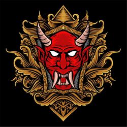 red devil with horns hand drawn illustration svg demon clipart hell evil face vector silhouette svg file for cricut digi