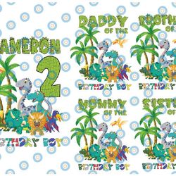 personalised dinosaur birthday png , custom dinosaur birthday png , dinosaur theme party, dinosaur family matching png,
