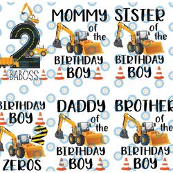 personalized family construction birthday png,family birthday boy png,construction birthday png,two party boy ,yellow tr