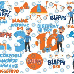 personalized blippi bundle birthday svg, blippi family svg, blippi 3rd birthday svg ,personalized birthday name and age,