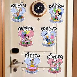 mickey birthday custom magnets for stateroom doors, mickey and friends birthday magnet, disney inspired birthday door ma