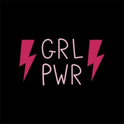 girl power lettering svg feminism card phrase grl pwr quote with lightning on black background poster vector silhouette