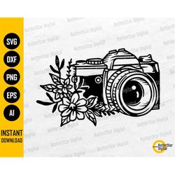 Floral Camera SVG | Photography SVG | Photographer T-Shirt Stencil Vinyl Graphics | Cricut Cut Files Clip Art Vector Dig