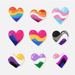 hand drawn lgbtq heart svg bundle lesbian gay bi trans queer open heart silhouette pack love doodle sketch set valentine