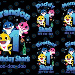 personalized name and age baby shark png, baby shark family birthday png, family matching png, birthday party png digita