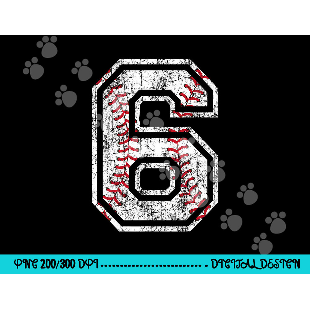 Baseball Jersey Number 6 Vintage Distressed 6th Birthday png, sublimation copy.jpg