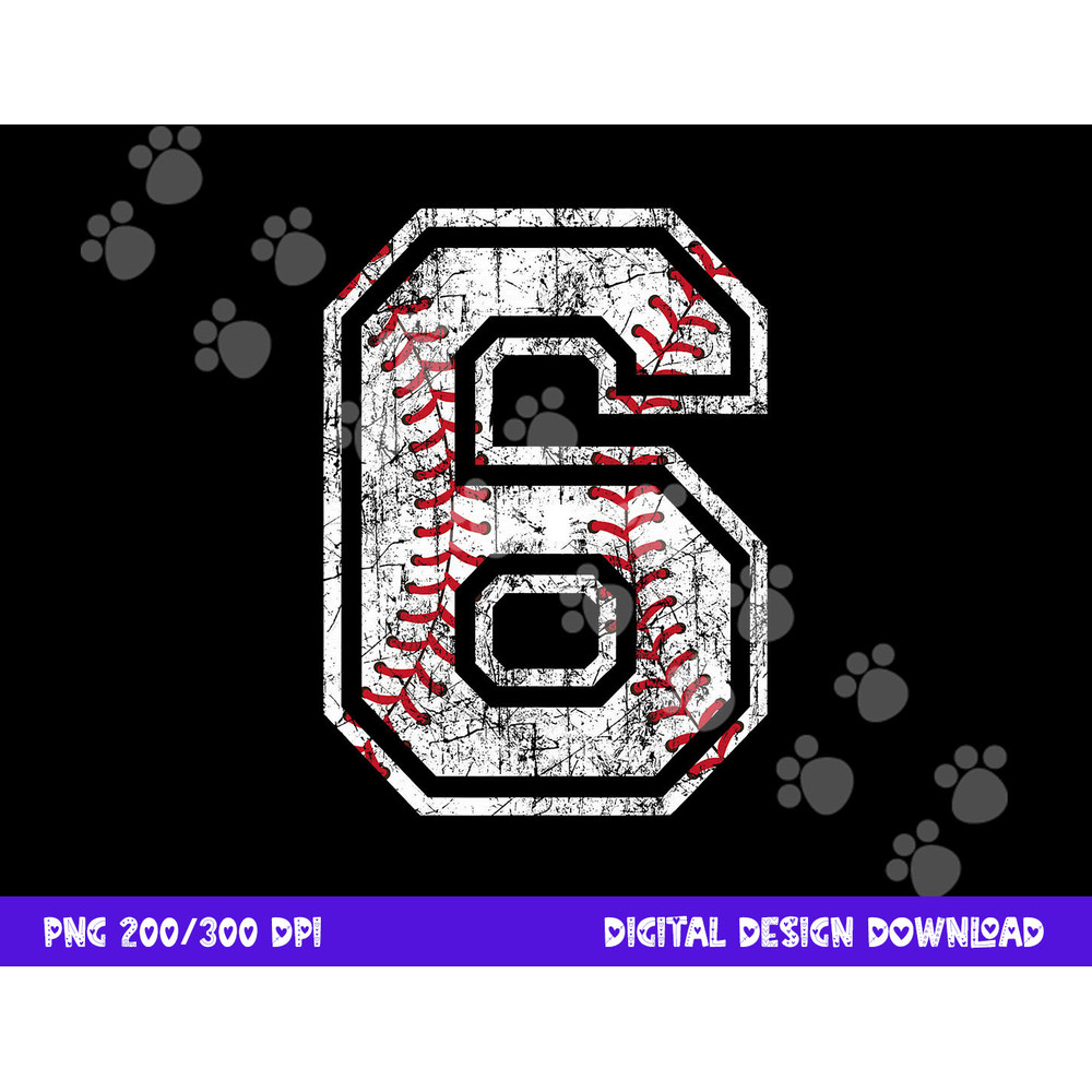 Baseball Jersey Number 6 Vintage Distressed 6th Birthday png, sublimation copy.jpg