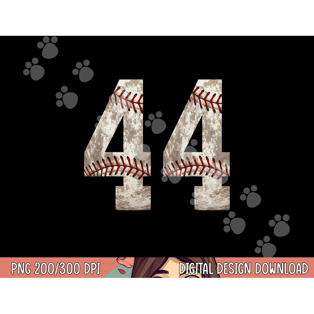 Baseball Jersey Number 44 Outfit Distressed Ball Design png, sublimation copy.jpg