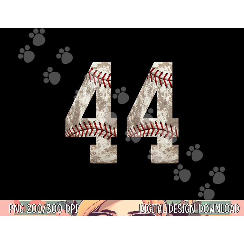 Baseball Jersey Number 44 Outfit Distressed Ball Design png, sublimation copy.jpg