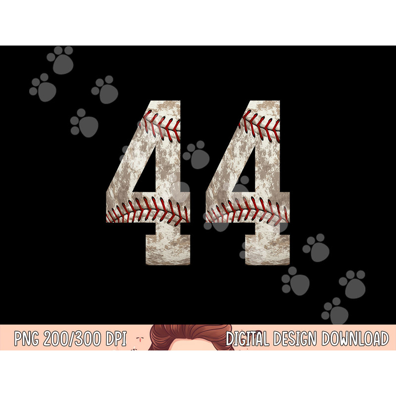 Baseball Jersey Number 44 Outfit Distressed Ball Design png, sublimation copy.jpg